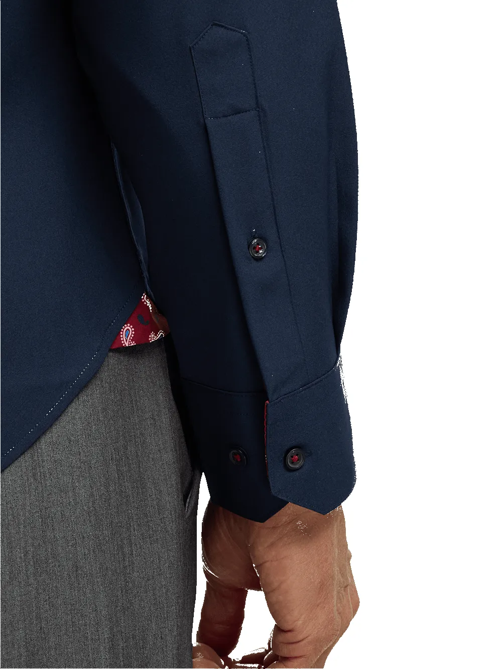 Performance Stretch Solid Casual Shirt - Navy sold by Paul Fredrick product image thumbnail 4