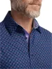 Performance Stretch Geometric Casual Shirt - Navy/purple sold by Paul Fredrick