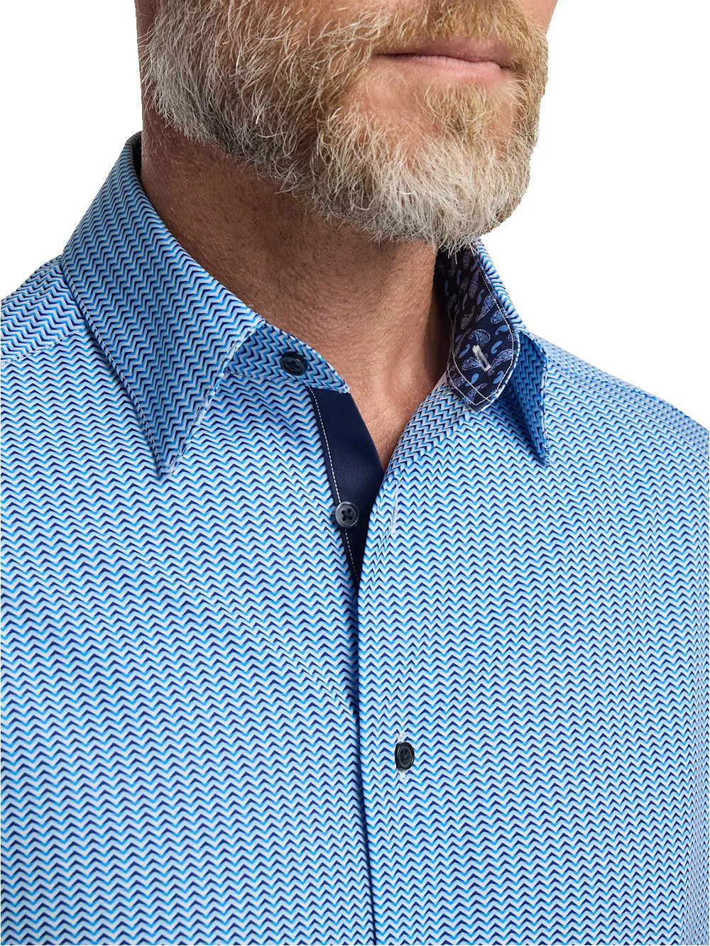 Performance Stretch Chevron Stripe Casual Shirt - Blue sold by Paul Fredrick product image thumbnail 3