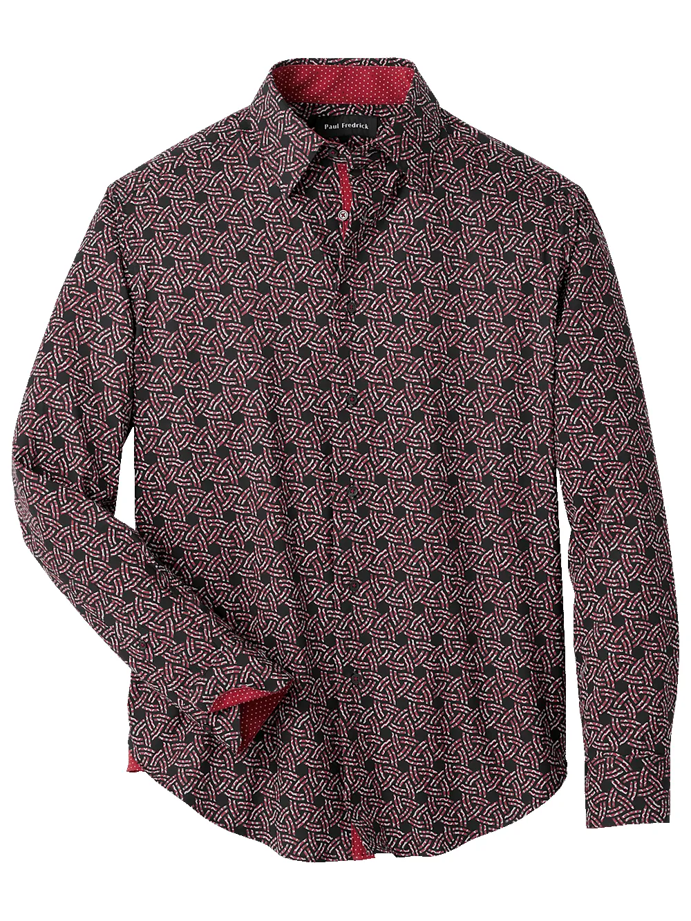Performance Stretch Geometric Casual Shirt - Black/red sold by Paul Fredrick