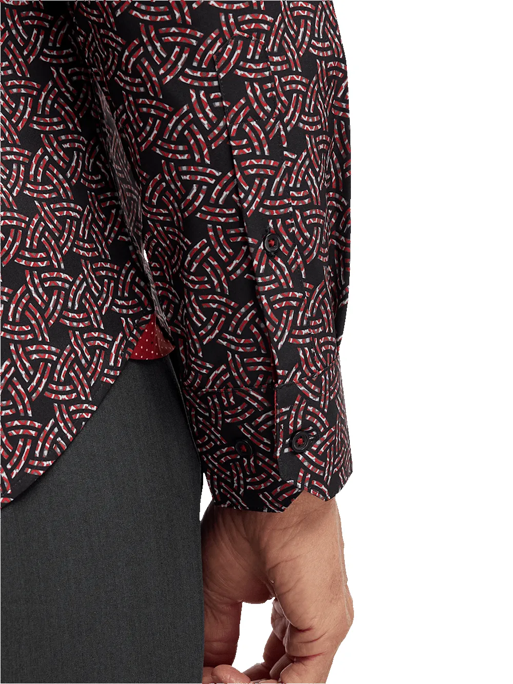 Performance Stretch Geometric Casual Shirt - Black/red sold by Paul Fredrick product image thumbnail 4