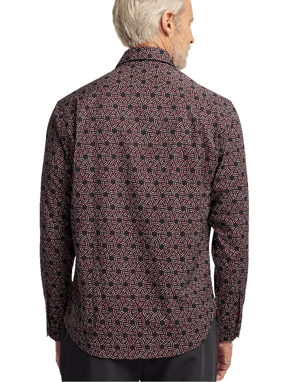 Performance Stretch Geometric Casual Shirt - Black/red sold by Paul Fredrick product image thumbnail 5