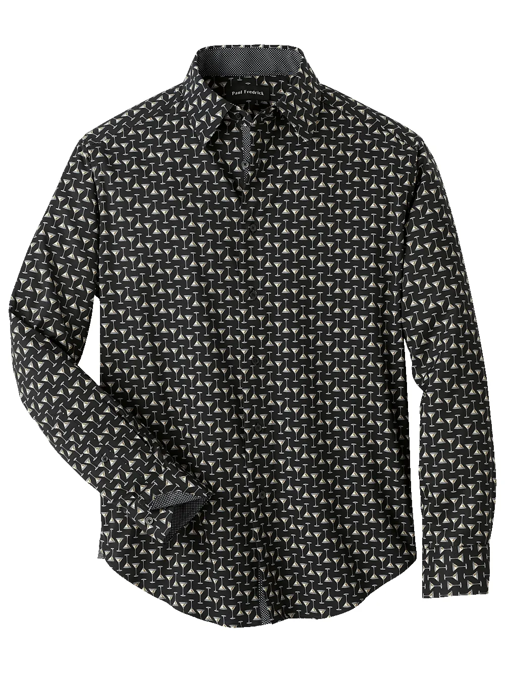 Performance Stretch Martini Glasses Casual Shirt - Black sold by Paul Fredrick