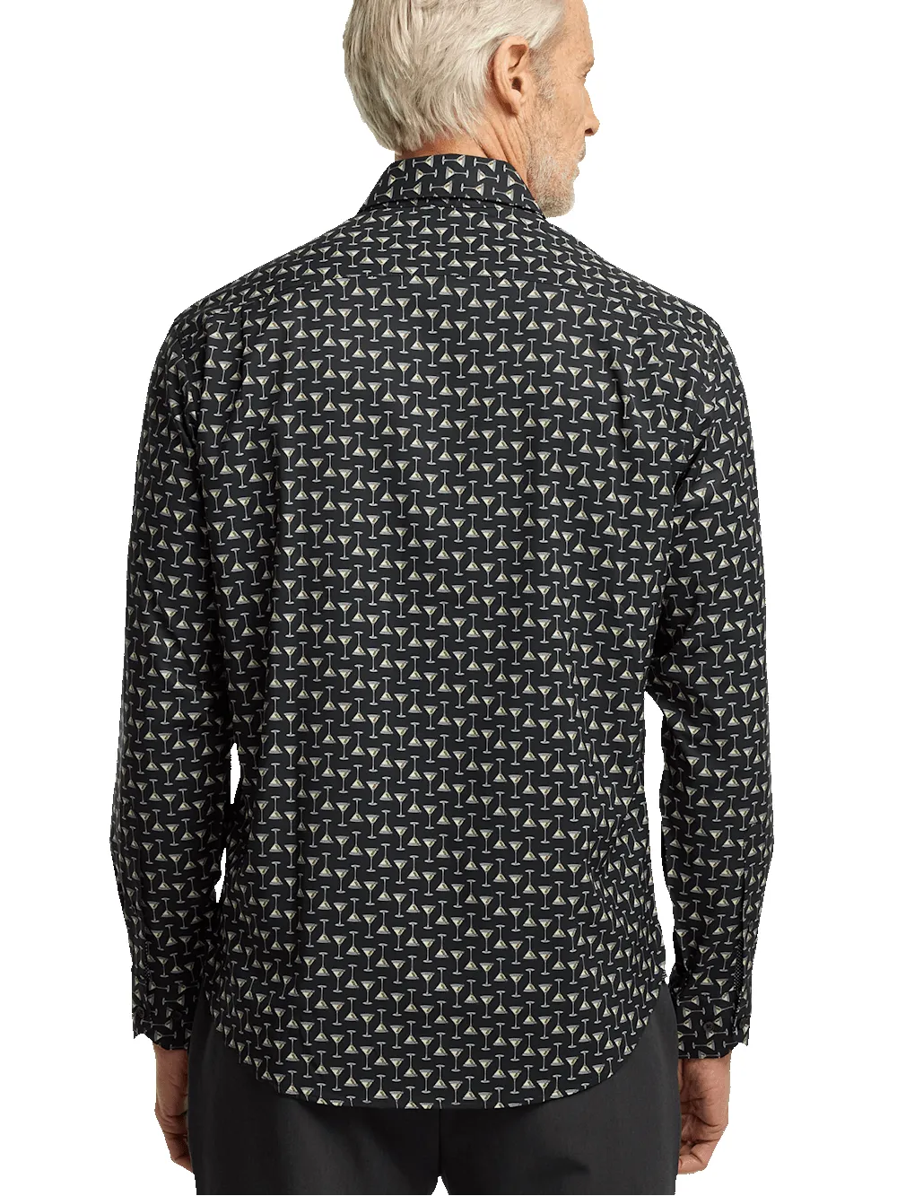 Performance Stretch Martini Glasses Casual Shirt - Black sold by Paul Fredrick product image thumbnail 5