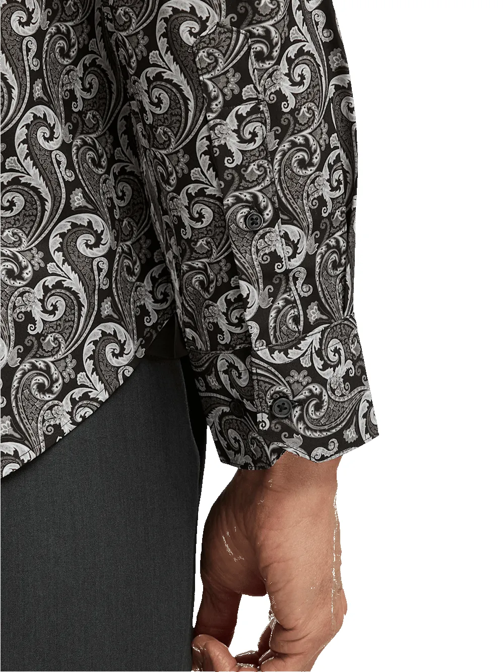 Performance Stretch Paisley Casual Shirt - Black/grey sold by Paul Fredrick product image thumbnail 4