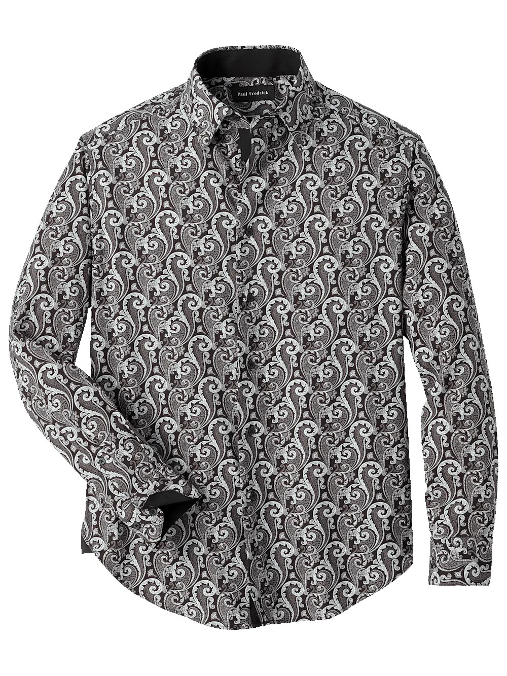 Performance Stretch Paisley Casual Shirt - Black/grey sold by Paul Fredrick