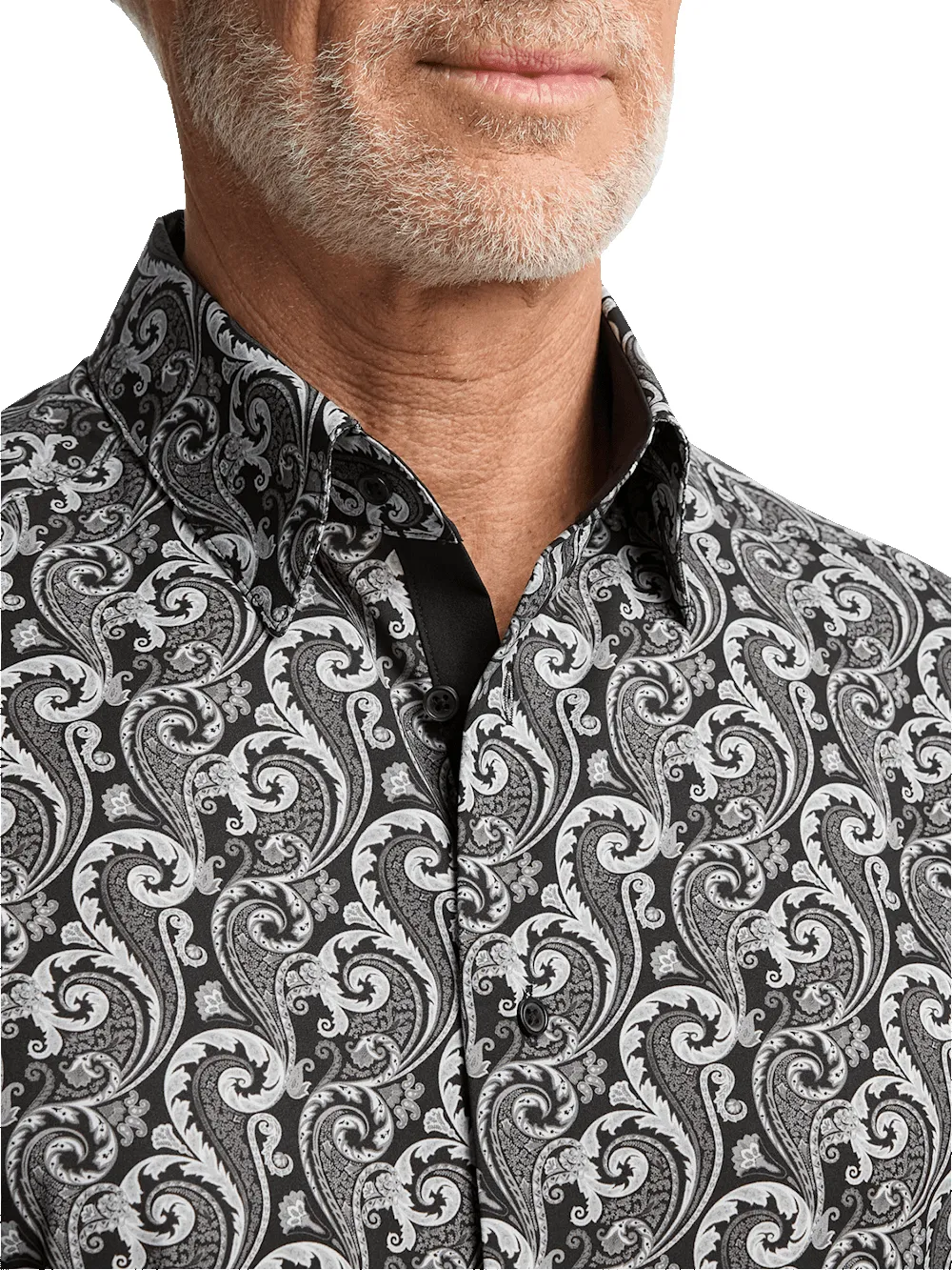 Performance Stretch Paisley Casual Shirt - Black/grey sold by Paul Fredrick product image thumbnail 3