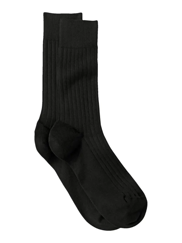Solid Rib With Contrast Cotton Blend Sock - Black/grey sold by Paul Fredrick