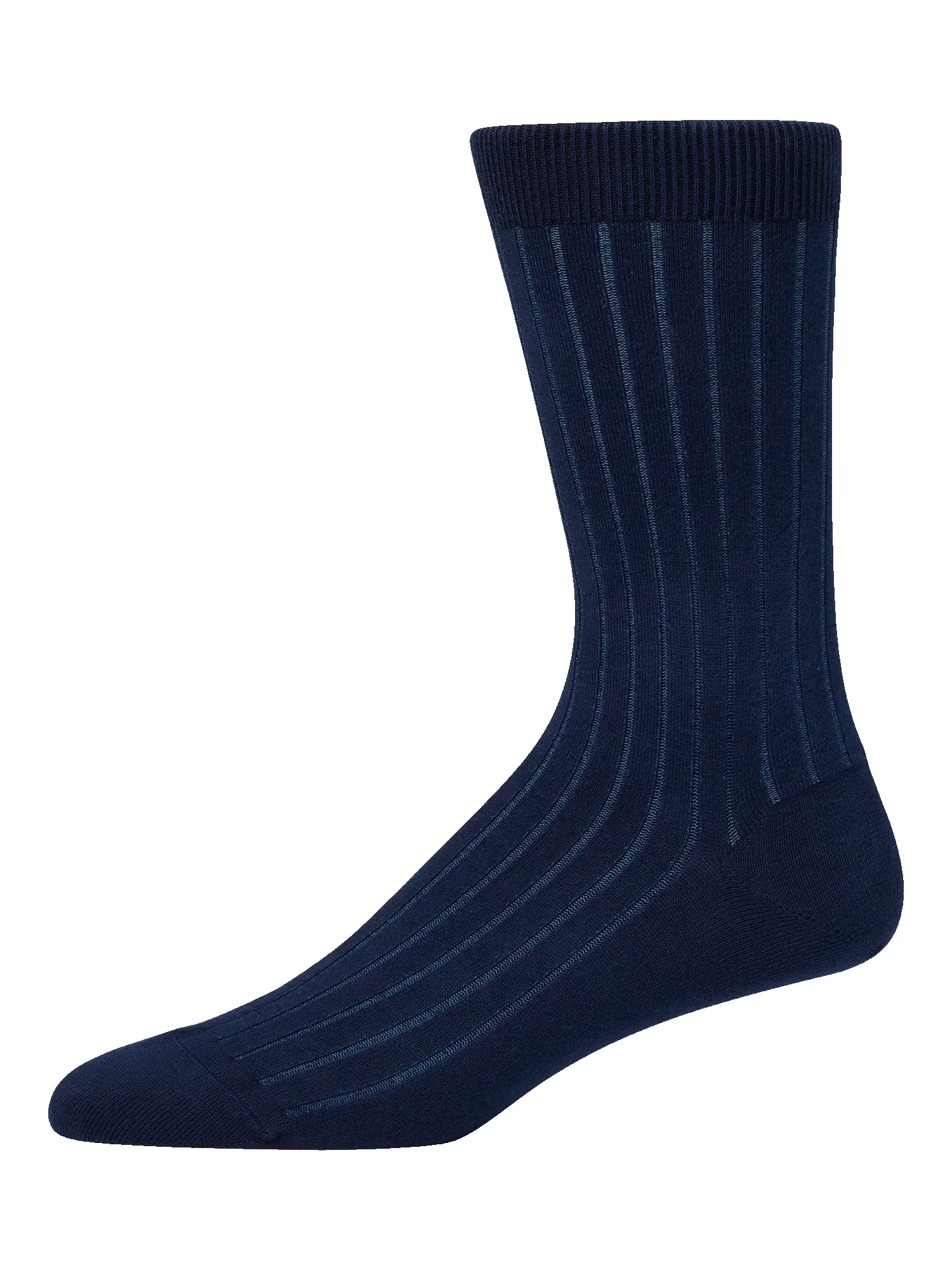 Solid Rib With Contrast Cotton Blend Sock - Navy/blue sold by Paul Fredrick product image thumbnail 2