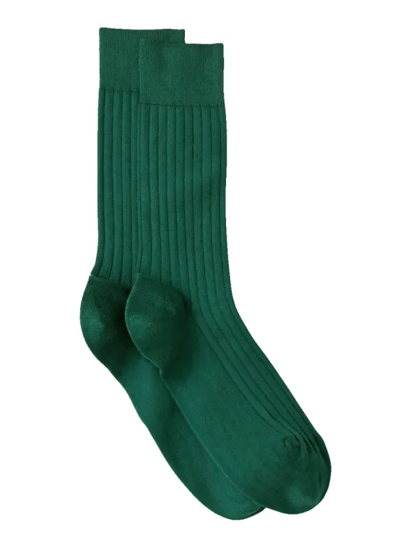 Solid Rib With Contrast Cotton Blend Sock - Green/blue sold by Paul Fredrick