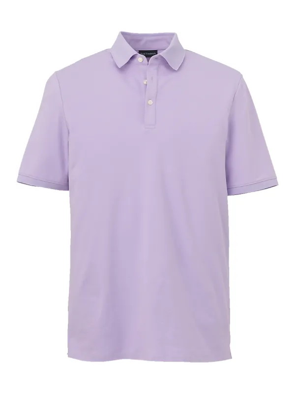 Cotton Blend Three Button Polo - Lavender sold by Paul Fredrick