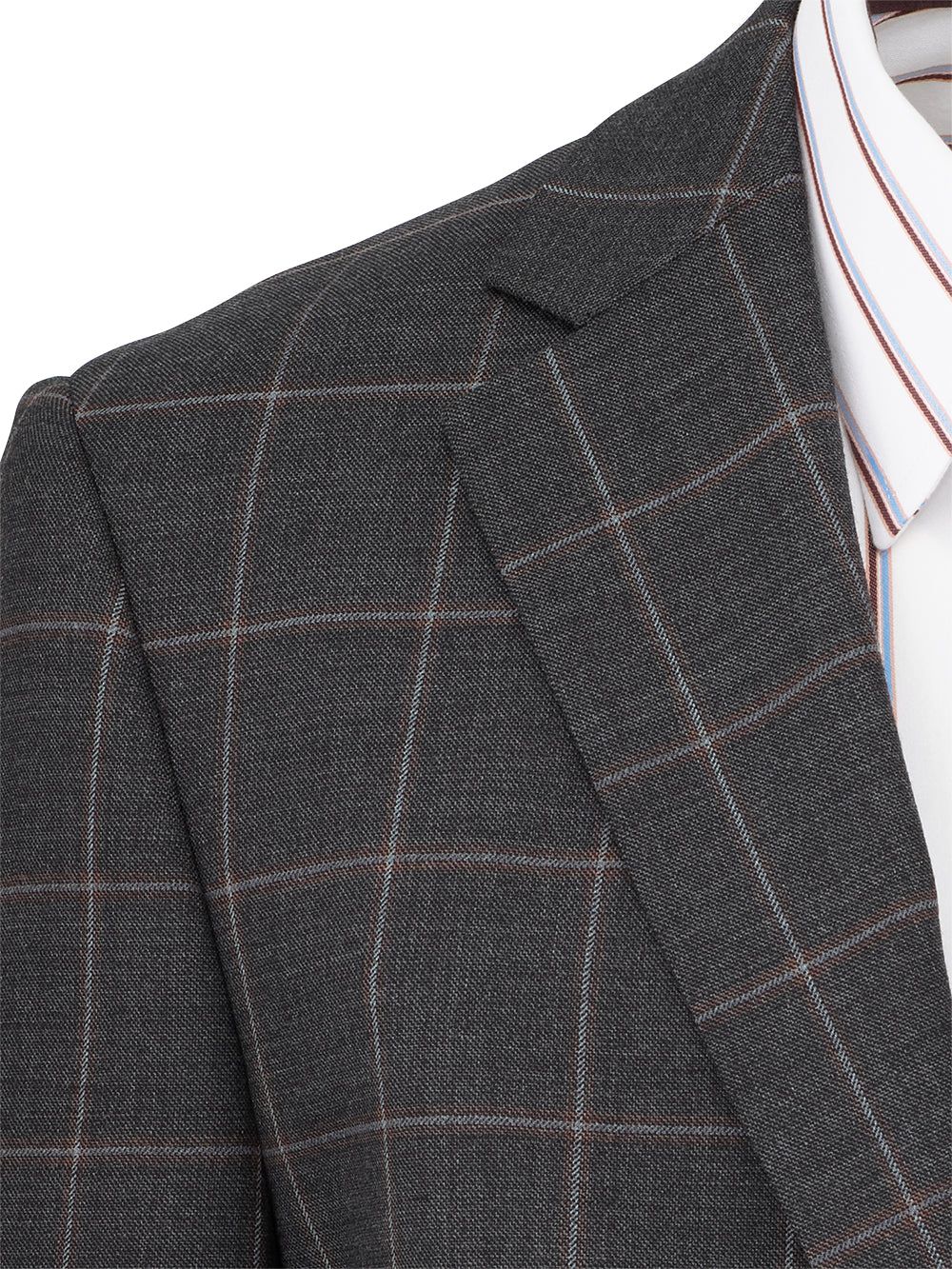 Wool Stretch Windowpane Single Breasted Notch Lapel Suit sold by Paul Fredrick product image thumbnail 4