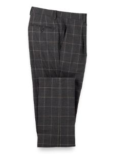 Wool Stretch Windowpane Single Breasted Notch Lapel Suit sold by Paul Fredrick