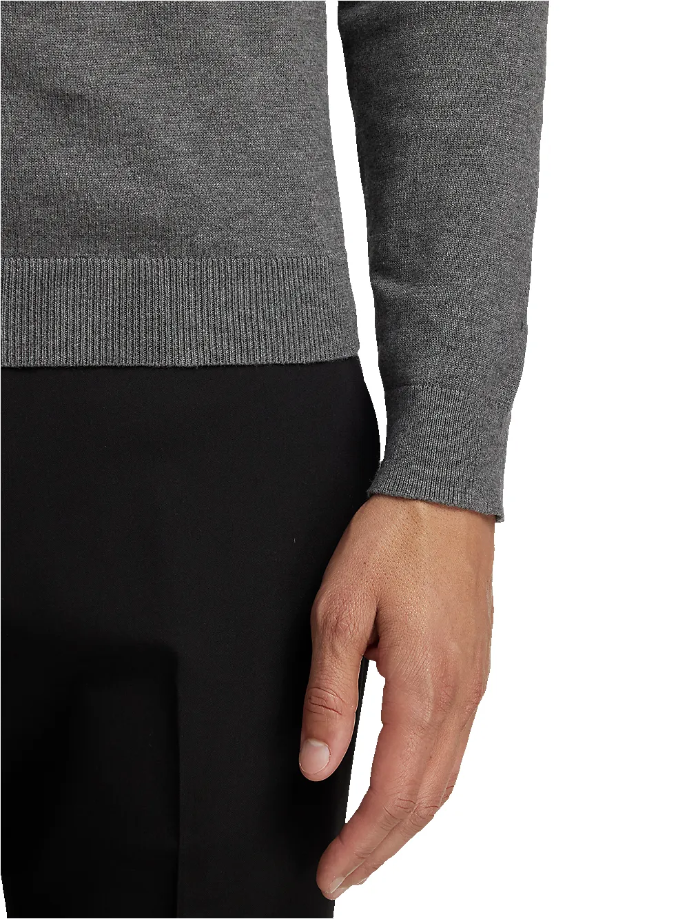 Supima Cotton Quarter Zip Mock Neck Sweater - Medium Grey sold by Paul Fredrick product image thumbnail 4