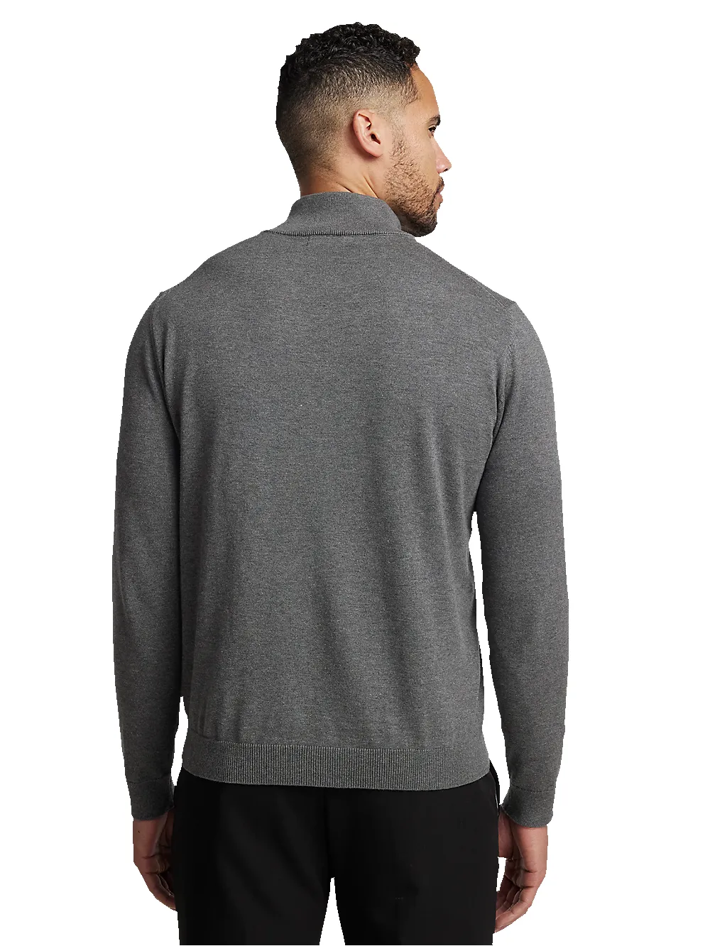 Supima Cotton Quarter Zip Mock Neck Sweater - Medium Grey sold by Paul Fredrick product image thumbnail 5