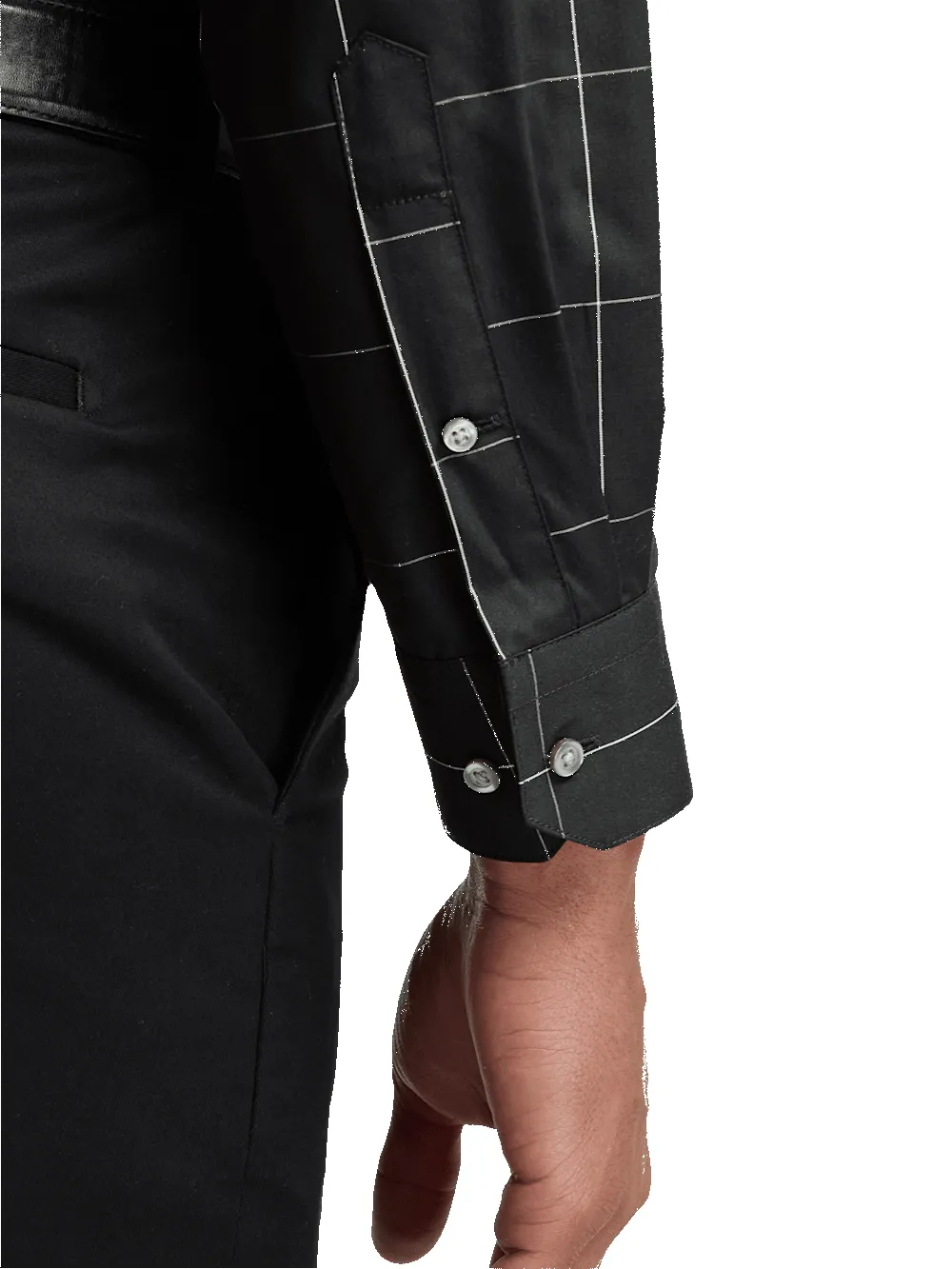 Cotton Windowpane Casual Shirt - Black sold by Paul Fredrick product image thumbnail 4