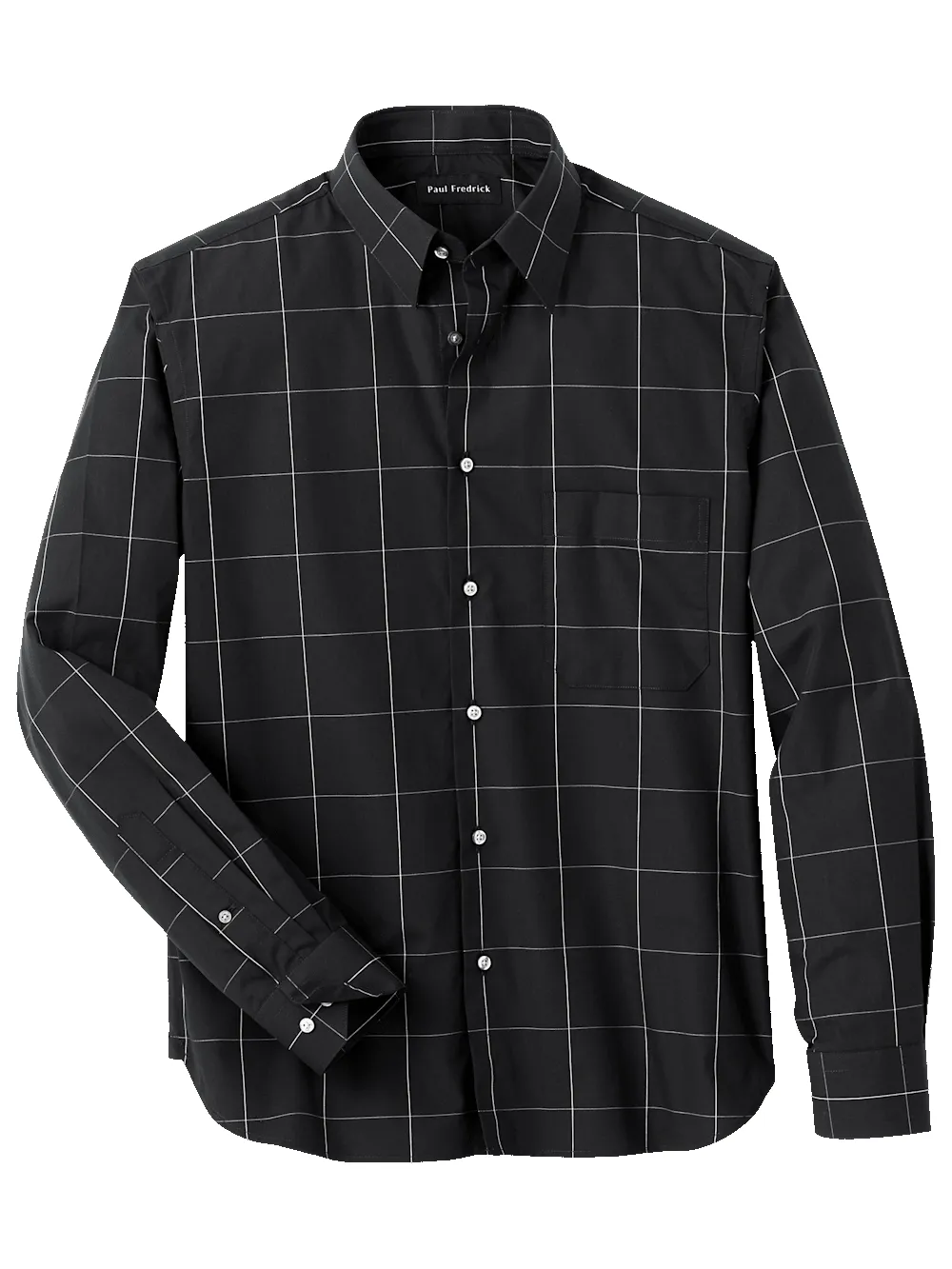 Cotton Windowpane Casual Shirt - Black sold by Paul Fredrick