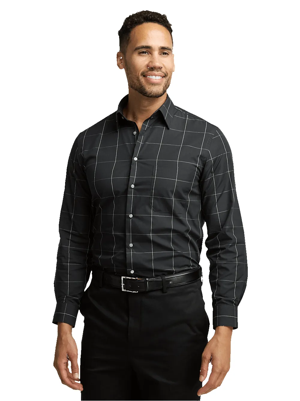 Cotton Windowpane Casual Shirt - Black sold by Paul Fredrick product image thumbnail 2