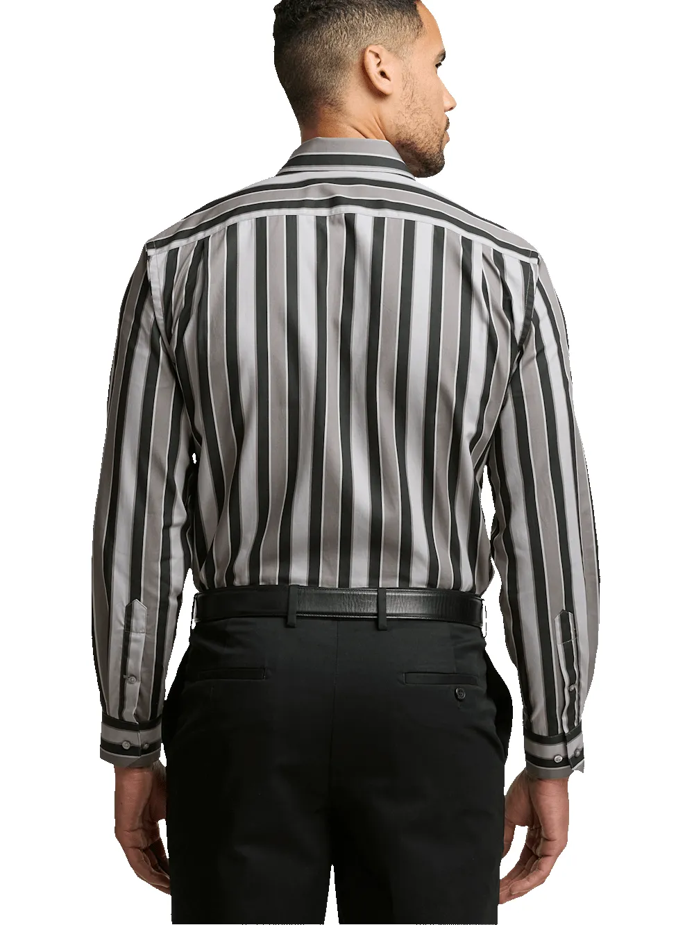 Cotton Stripe Casual Shirt - Black sold by Paul Fredrick product image thumbnail 5