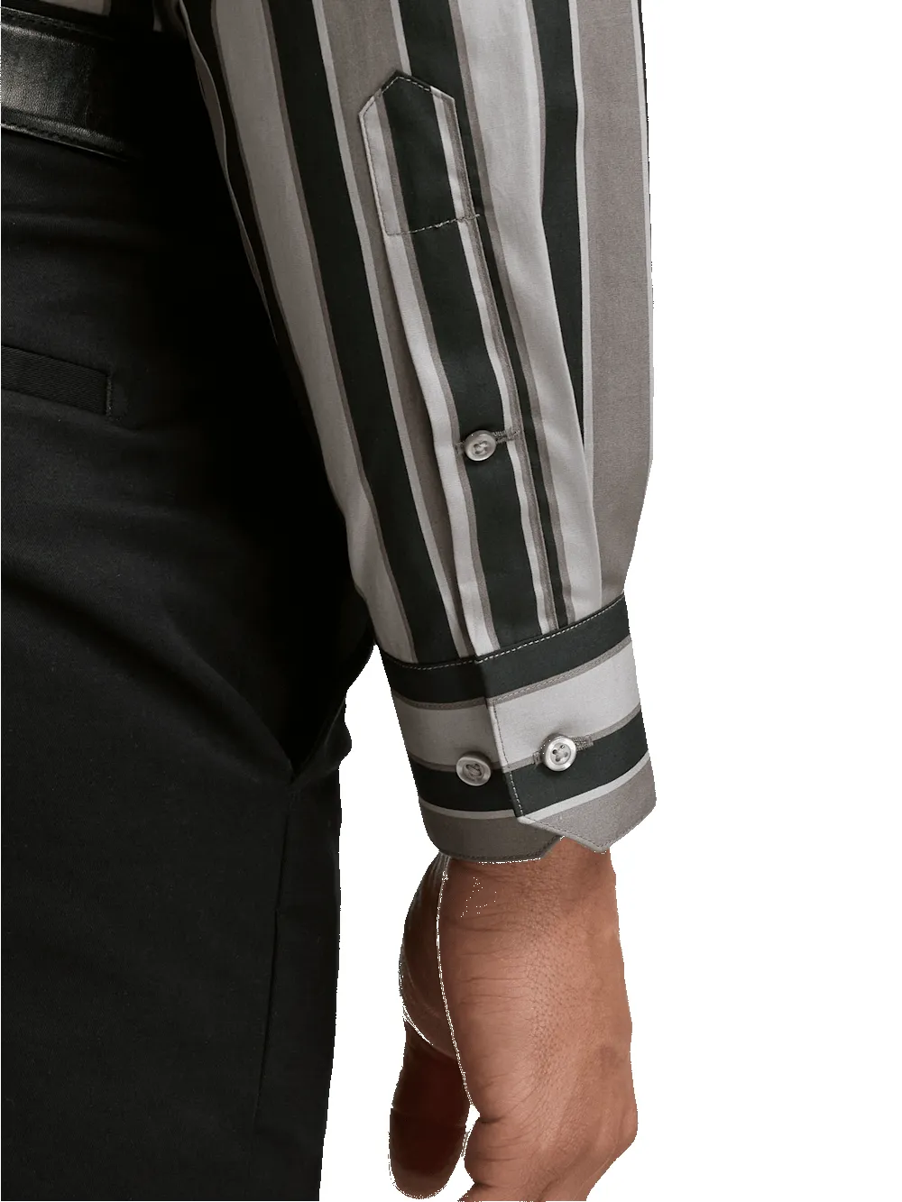 Cotton Stripe Casual Shirt - Black sold by Paul Fredrick product image thumbnail 4