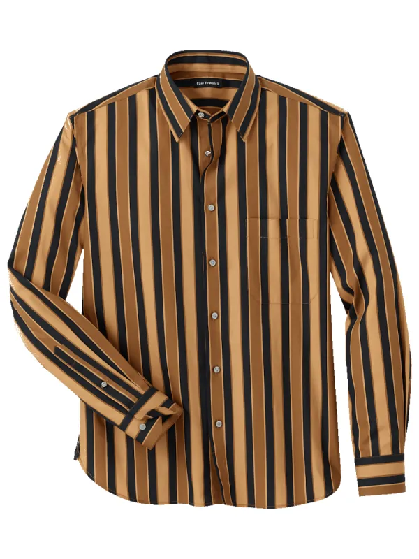 Cotton Stripe Casual Shirt - Gold sold by Paul Fredrick
