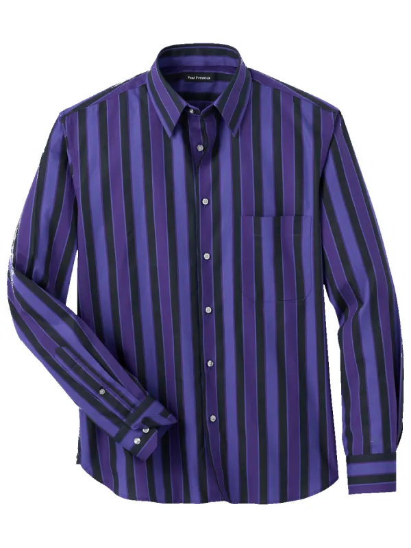 Cotton Stripe Casual Shirt - Purple sold by Paul Fredrick