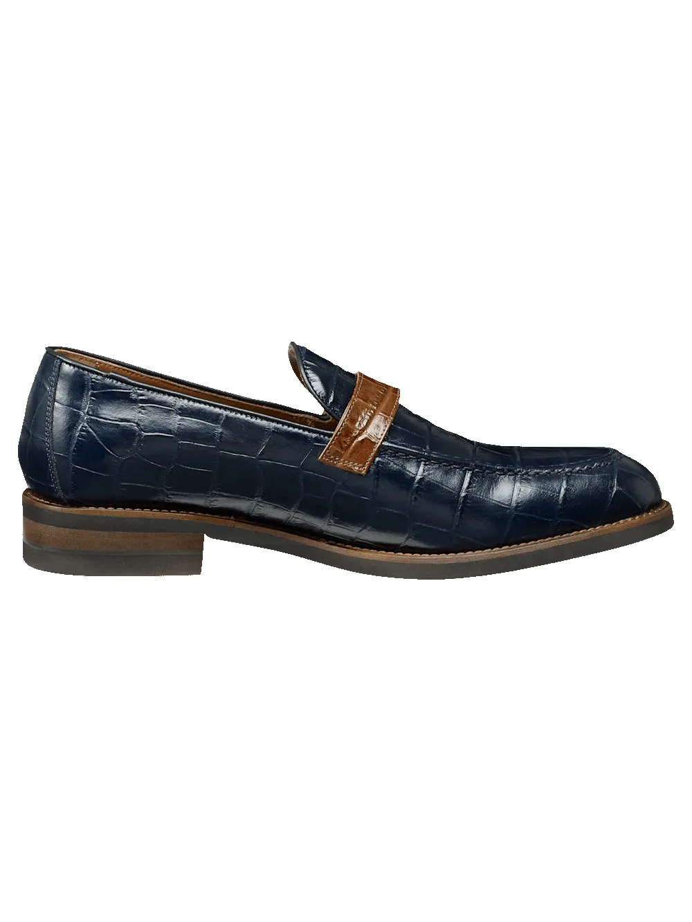 Edward Monk Strap Loafer - Navy/tan sold by Paul Fredrick product image thumbnail 2