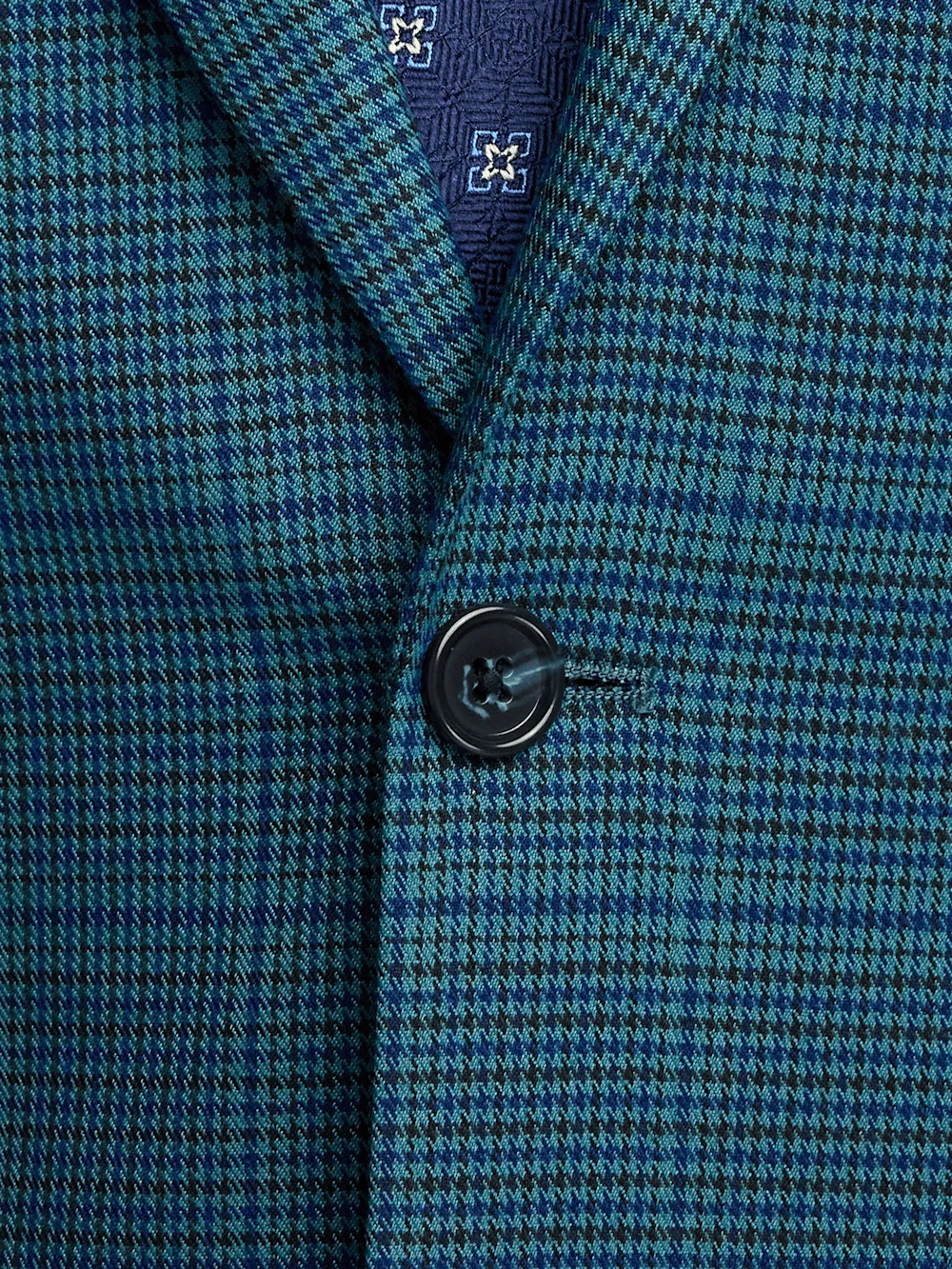 Microfiber Houndstooth Notch Lapel Suit Jacket - Navy/blue sold by Paul Fredrick product image thumbnail 5