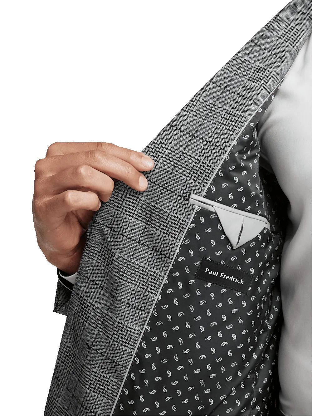 Wool Plaid Single Breasted Notch Lapel Sport Coat - Black/grey sold by Paul Fredrick product image thumbnail 4