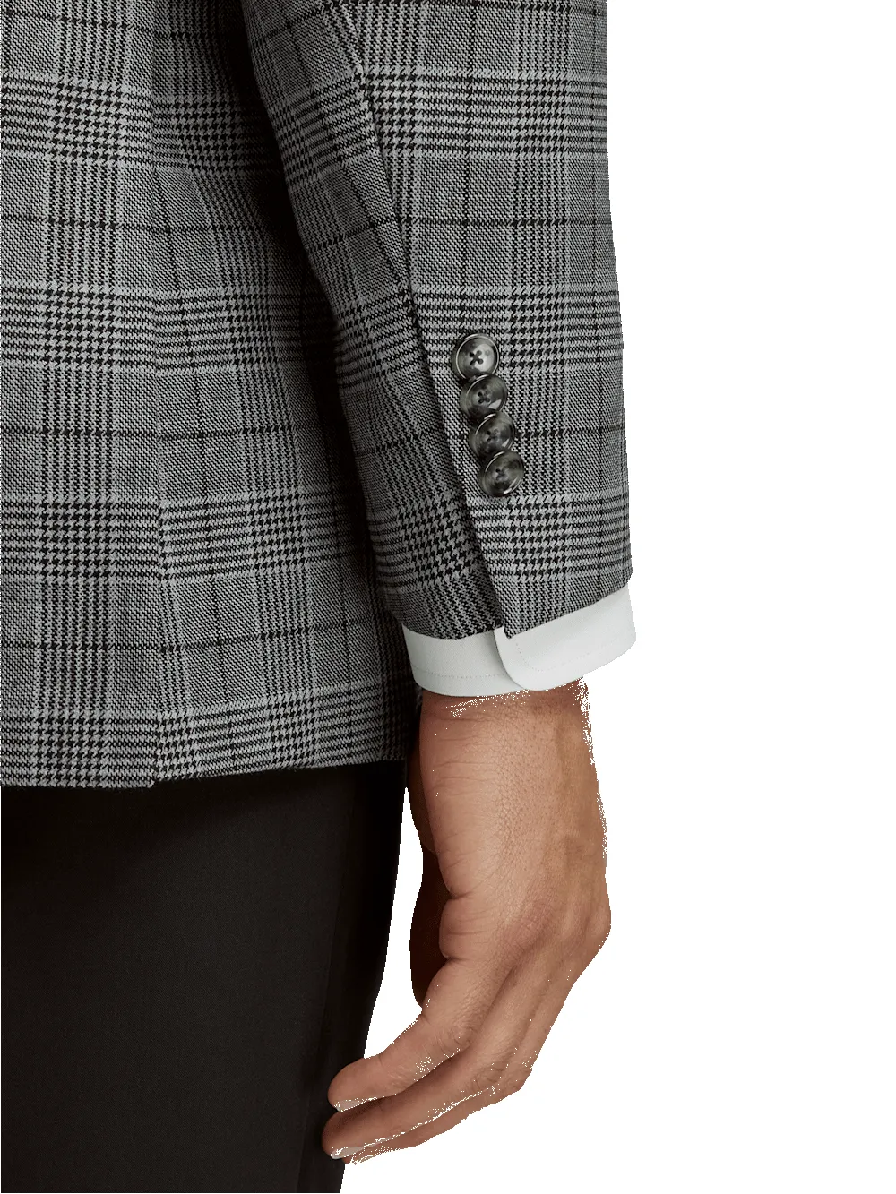 Wool Plaid Single Breasted Notch Lapel Sport Coat - Black/grey sold by Paul Fredrick product image thumbnail 3