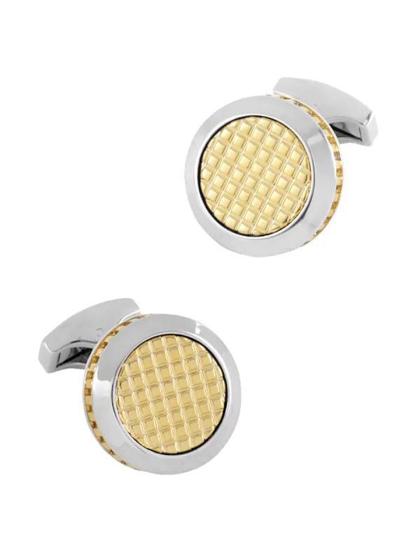 Textured Circle Cufflink - Gold/silver sold by Paul Fredrick