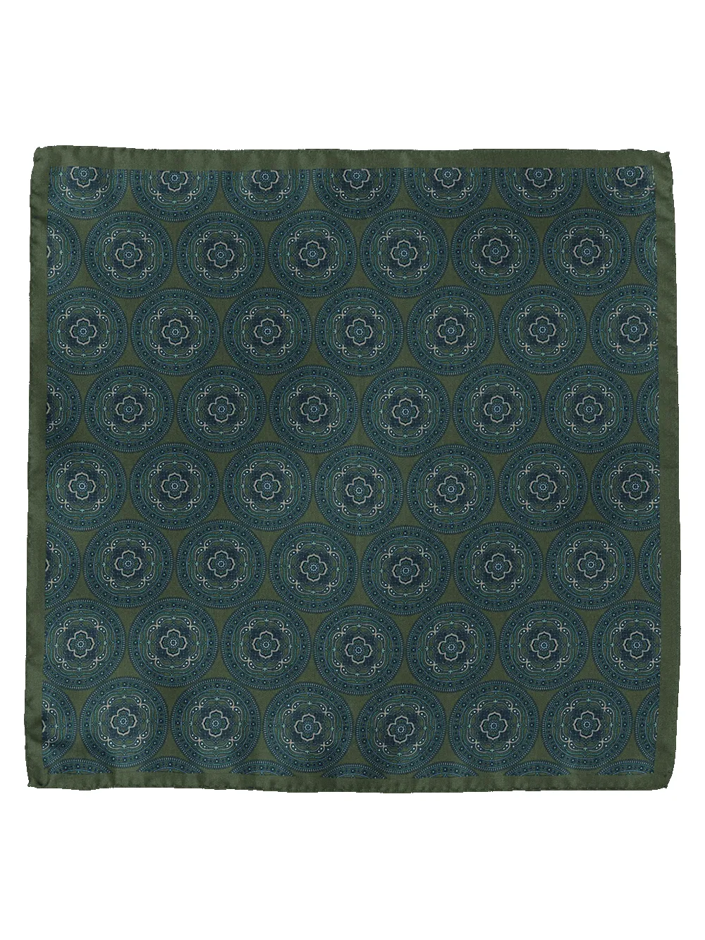 Medallion Silk Pocket Square - Green sold by Paul Fredrick product image thumbnail 2
