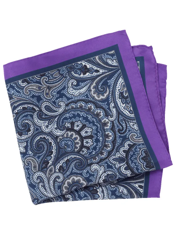 Paisley Silk Pocket Square - Blue/purple sold by Paul Fredrick