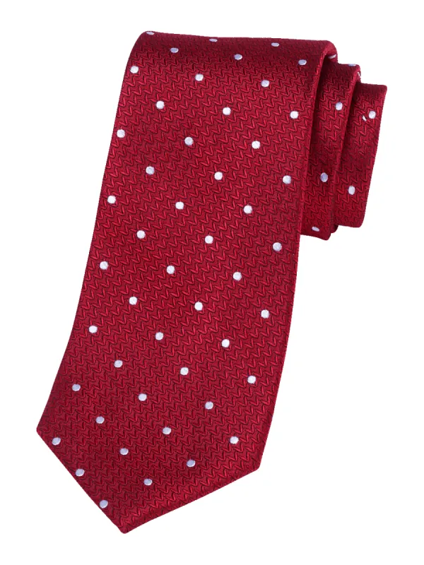 Dot Woven Silk Tie - Red sold by Paul Fredrick