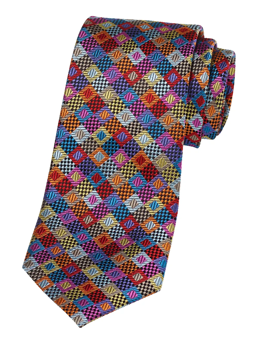 Geometric Woven Silk Tie - Multi sold by Paul Fredrick