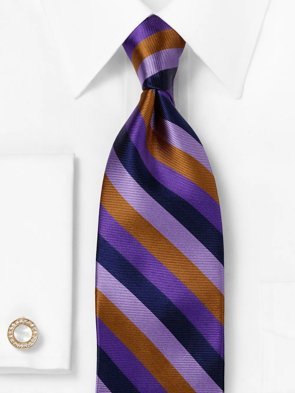 Stripe Woven Silk Tie - Purple Multi sold by Paul Fredrick product image thumbnail 2