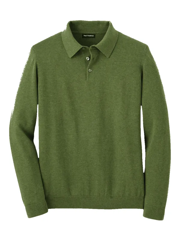 Supima Cotton Three Button Polo - Olive sold by Paul Fredrick