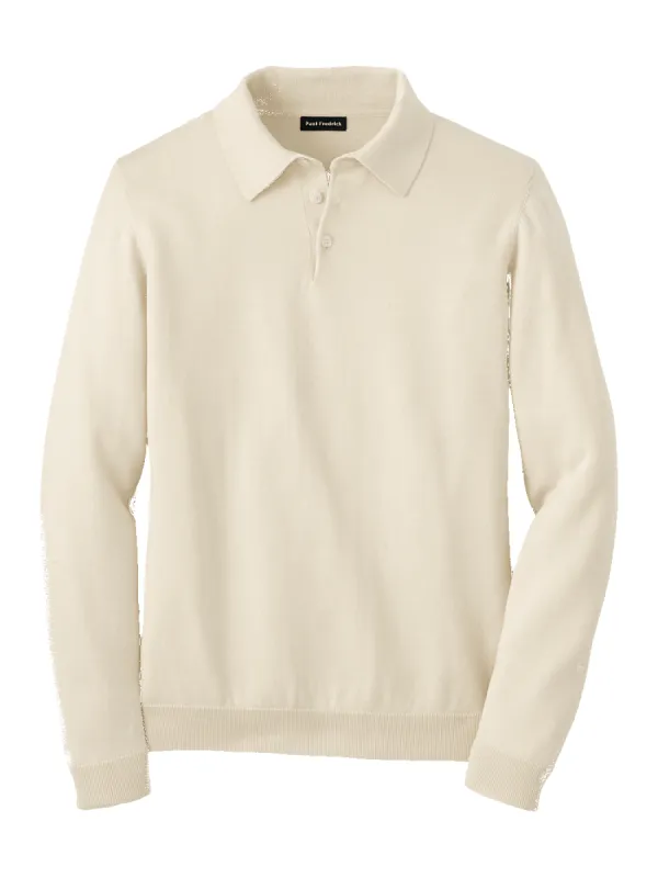 Supima Cotton Three Button Polo - Ivory sold by Paul Fredrick