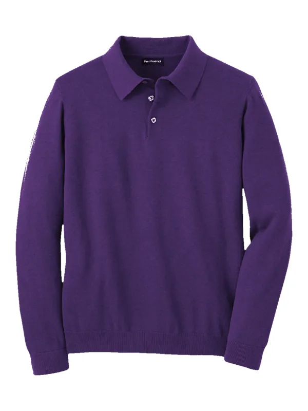 Supima Cotton Three Button Polo - Plum sold by Paul Fredrick