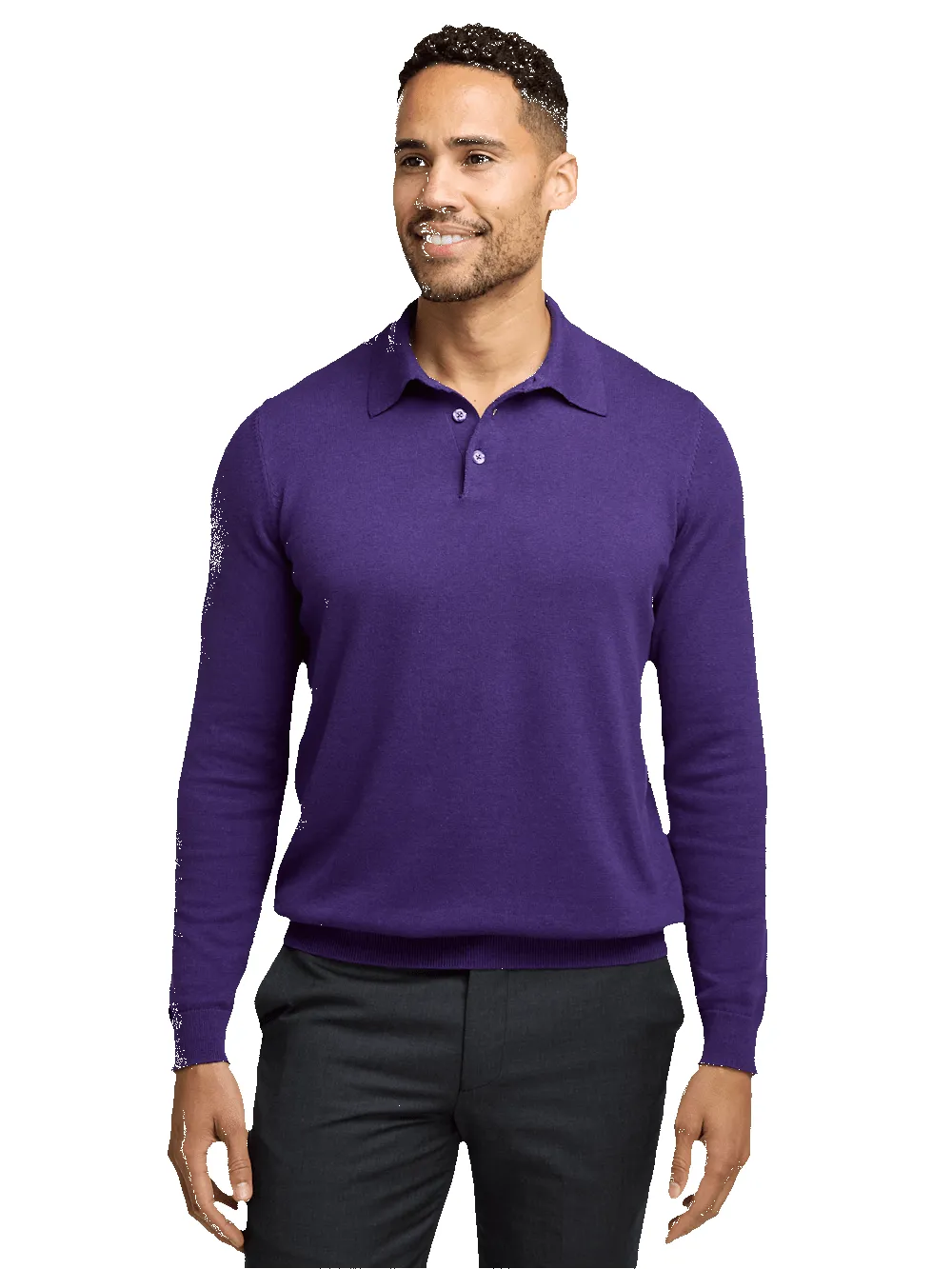 Supima Cotton Three Button Polo - Plum sold by Paul Fredrick product image thumbnail 2
