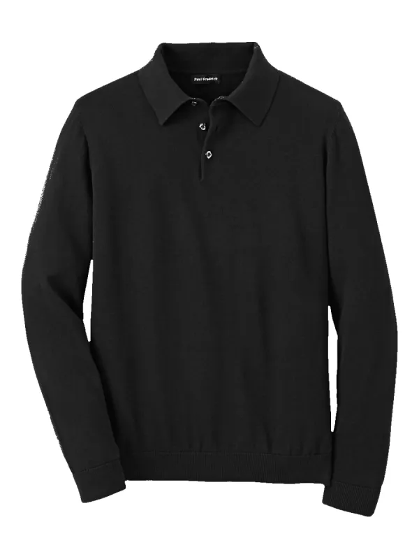 Supima Cotton Three Button Polo - Black sold by Paul Fredrick