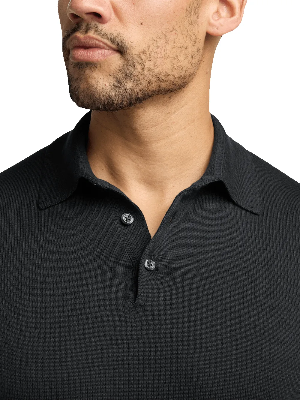Supima Cotton Three Button Polo - Black sold by Paul Fredrick product image thumbnail 3