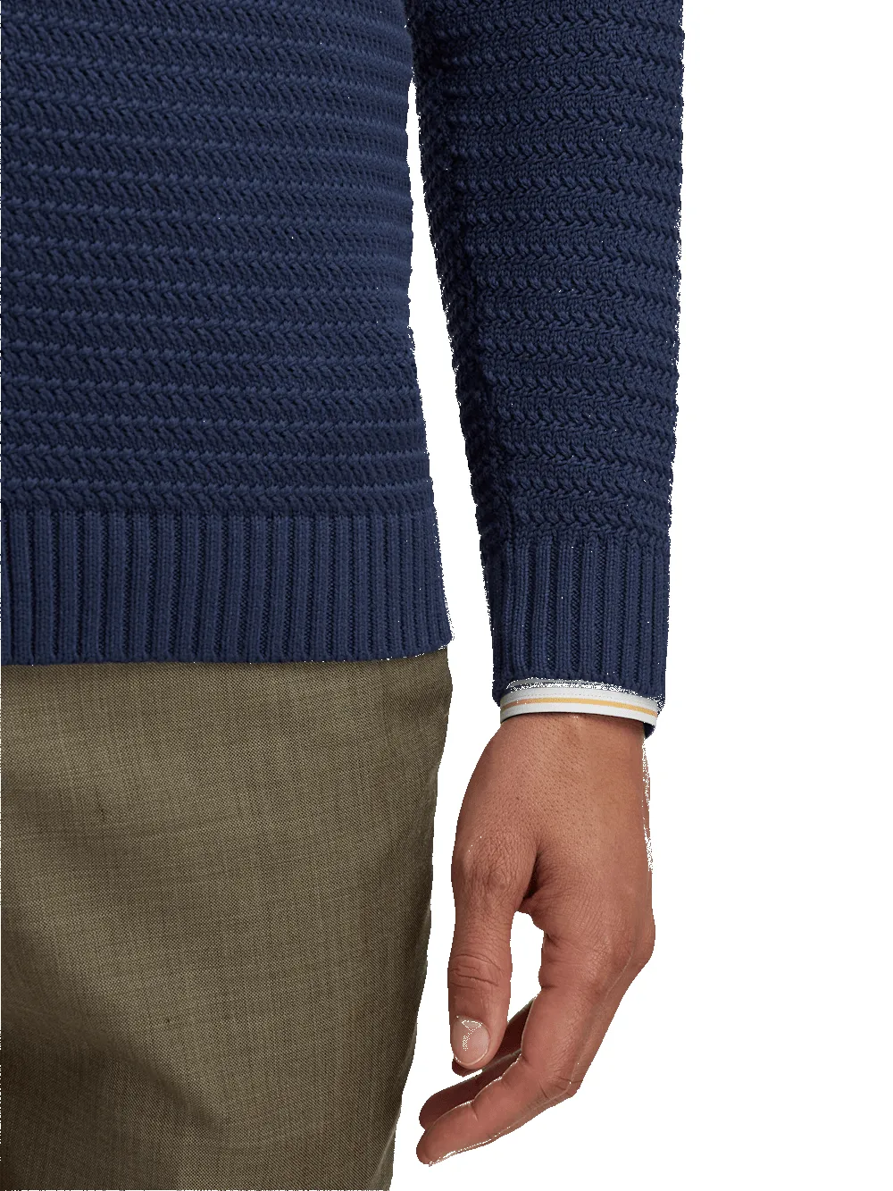 Cotton Button Front Shawl Collar Cardigan Sweater - Navy sold by Paul Fredrick product image thumbnail 4