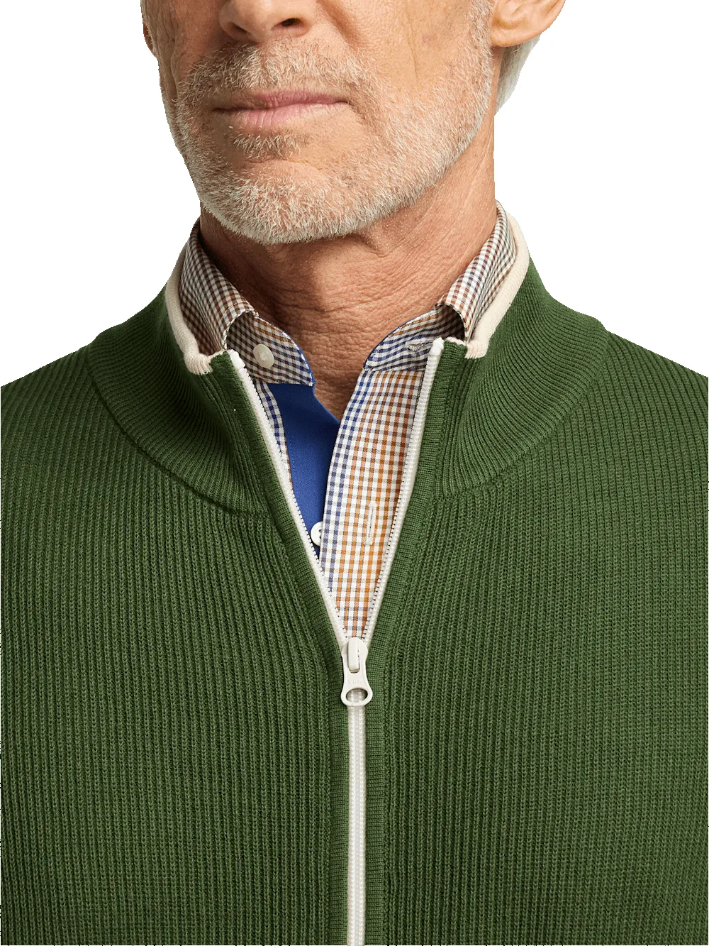 Cotton Full Zip Mock Neck Vest - Green sold by Paul Fredrick product image thumbnail 3