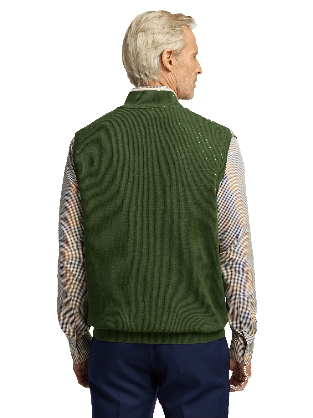 Cotton Full Zip Mock Neck Vest - Green sold by Paul Fredrick product image thumbnail 5