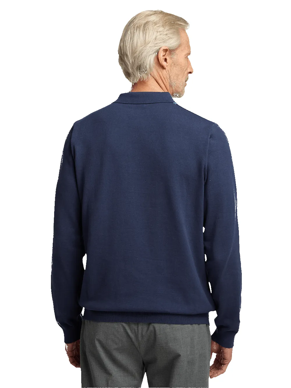 Cotton Quarter Zip Polo - Blue sold by Paul Fredrick product image thumbnail 5