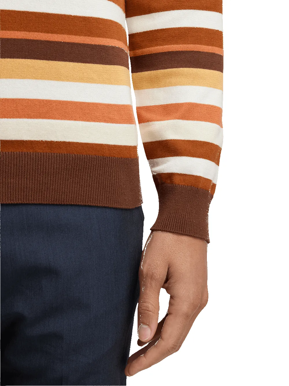 Cotton Quarter Zip Mock Neck Sweater - Brown Multi sold by Paul Fredrick product image thumbnail 4