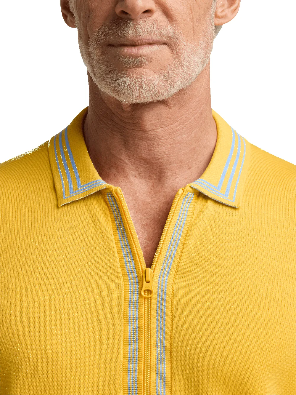 Cotton Full Zip Polo - Yellow sold by Paul Fredrick product image thumbnail 3