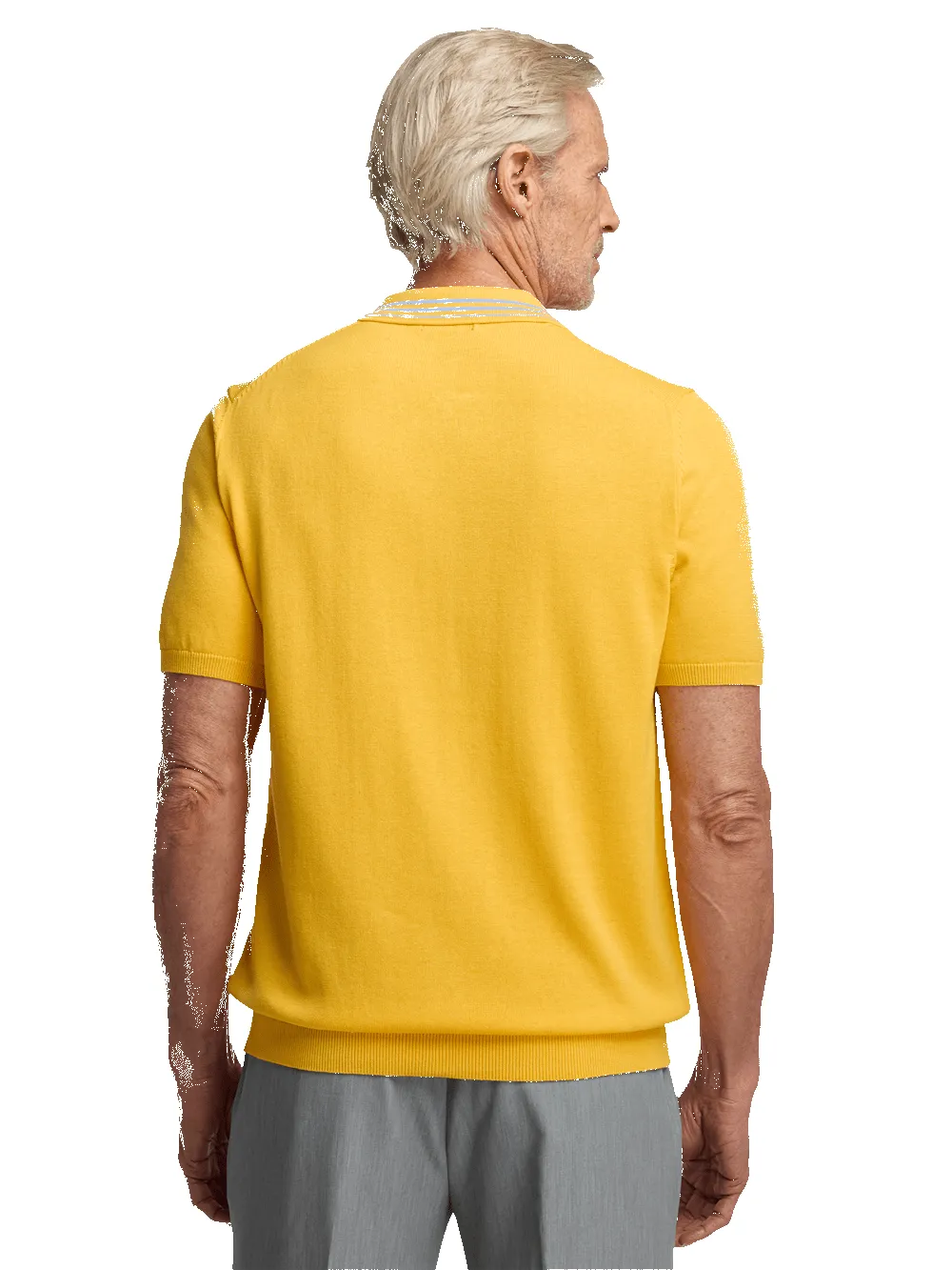 Cotton Full Zip Polo - Yellow sold by Paul Fredrick product image thumbnail 5