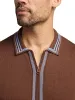 Cotton Full Zip Polo - Brown sold by Paul Fredrick